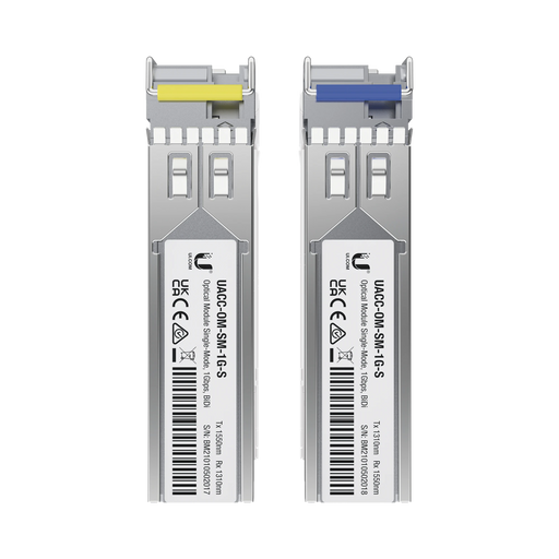 UFIBER MÓDULO SFP, TRANSCEPTOR MINIGIBIC MONOMODO 1.25 GBPS, DISTANCIA 3KM, UN CONECTOR LC, INCLUYE 2 TRANCEPTORES-Networking-UBIQUITI NETWORKS-Bsai Seguridad & Controles