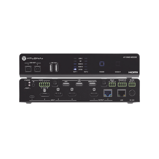 OMEGA 4K/UHD SWITCH MATRIZ 5×2 CON USB Y ENLACE INALÁMBRICO-VoIP - Telefonía IP - Videoconferencia-ATLONA-AT-OME-MS52W-Bsai Seguridad & Controles