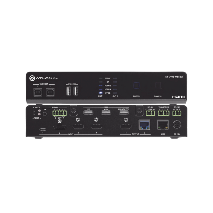 OMEGA 4K/UHD SWITCH MATRIZ 5×2 CON USB Y ENLACE INALÁMBRICO-VoIP - Telefonía IP - Videoconferencia-ATLONA-AT-OME-MS52W-Bsai Seguridad & Controles