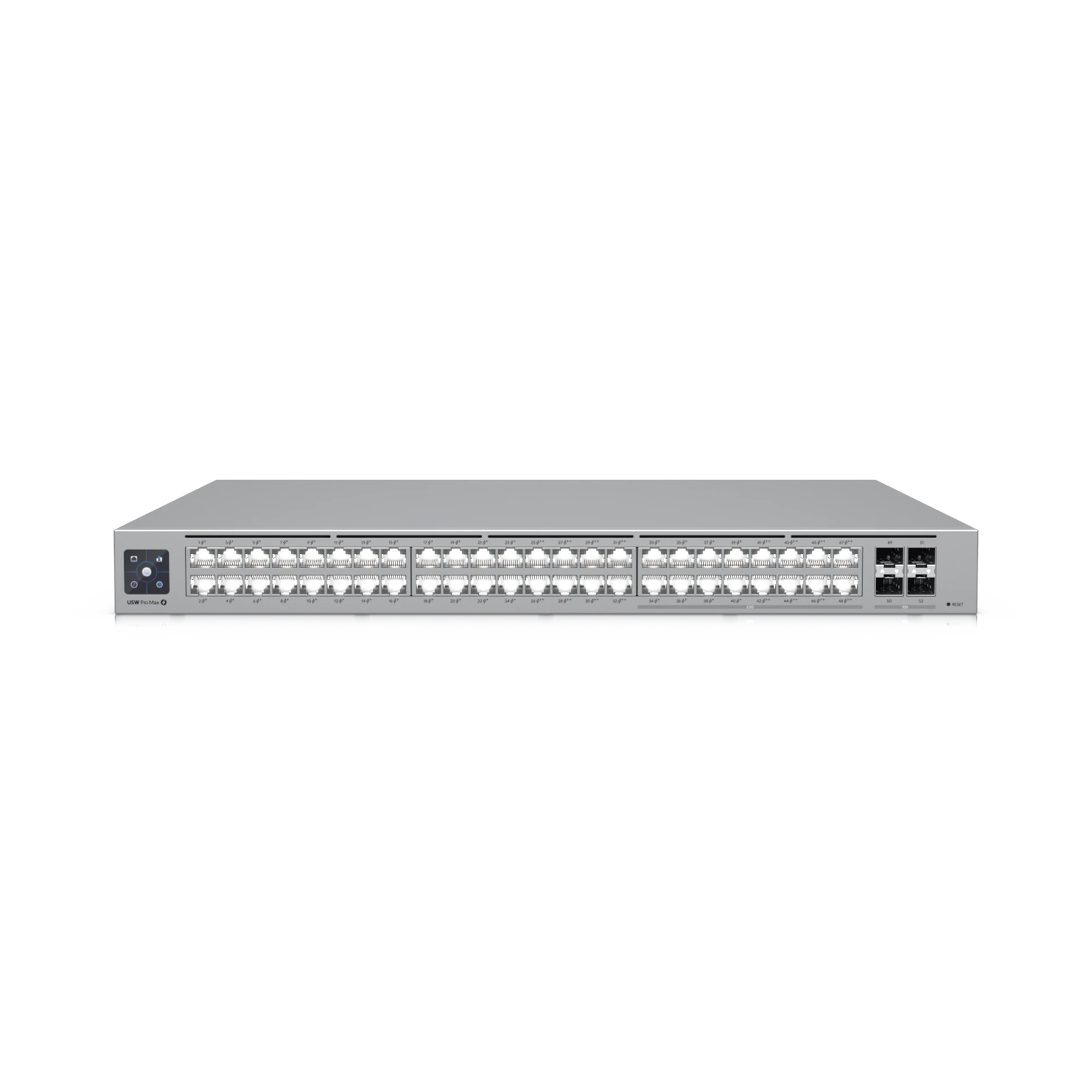 UNIFI SWITCH PRO MAX 48 POE, CON FUNCIONES CAPA 3, 48 PUERTOS (16 PUERTOS 2.5 GBE (8 POE++ Y 8 POE+) Y 32 PUERTOS 1 GBE (24 POE+ Y 8 POE++)), 2 PUERTOS SFP+ 10G, POE++ 720W, PANTALLA INFORMATIVA-Networking-UBIQUITI-Bsai Seguridad & Controles
