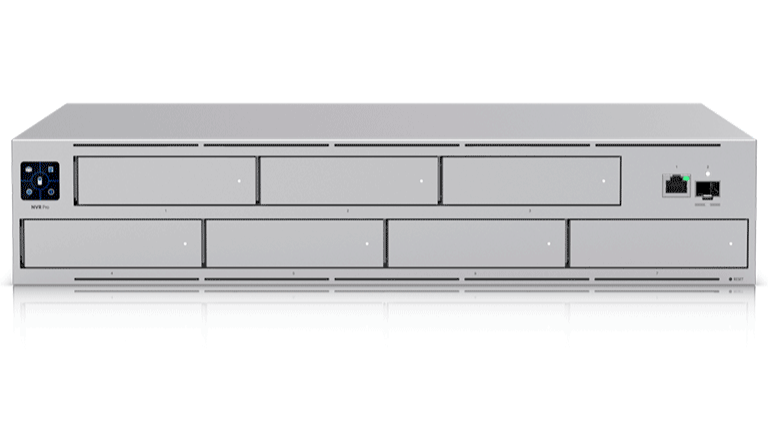 UBIQUITI UNVR-PRO - NVR UNIFI PROTECT , 7 BAHÍAS DE DISCO DURO DE 2,5 "/ 3,5" DE 8TB C/U , ALMACENA HASTA 20 CÁMARAS 4K O 60 CÁMARAS 1080P , PANTALLA TÁCTIL , 1 PUERTO 10G SFP+ , 1 PUERTO GBE RJ45 , CONFIGURACIÓN AUTOMATIZADA DE RAID 1, 5 O 10 HDD.-NVR's Mayores a 32 Canales-UBIQUITI-Bsai Seguridad & Controles