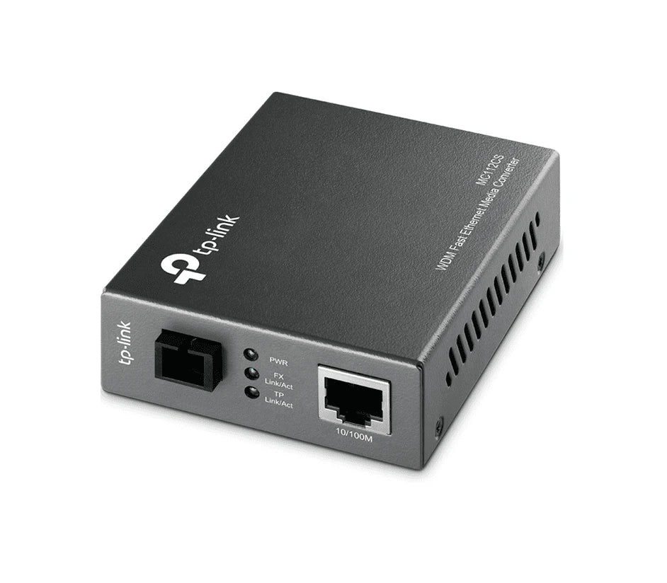 TP-LINK MC112CS - CONVERTIDOR FIRBA ÓPTICA WDM MONOMODO , 1 PUERTO RJ45 10/100 MBPS , 1 PUERTO SC/UPC 100 MBPS , HASTA 20 KM , PARA SU FUNCIONAMIENTO REQUIERE EL MODELO MC111CS , PLUG AND PLAY-Convertidor de Medios-TP-LINK-Bsai Seguridad & Controles