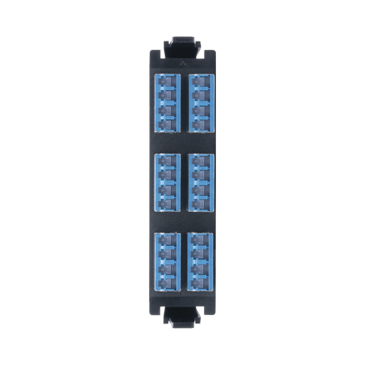 PLACA ACOPLADORA DE FIBRA ÓPTICA QUICK-PACK, CON 6 CONECTORES LC/UPC CON CONECTORES ?SHUTTERED? QUAD (24 FIBRAS), PARA FIBRA MONOMODO, AZUL, INCLUYE TAPAS CUBRE POLVO ABATIBLES INTEGRADAS POR CADA CONECTOR.-Distribuidores de Fibra Optica-SIEMON-RIC-F-LSU24-01C-Bsai Seguridad & Controles