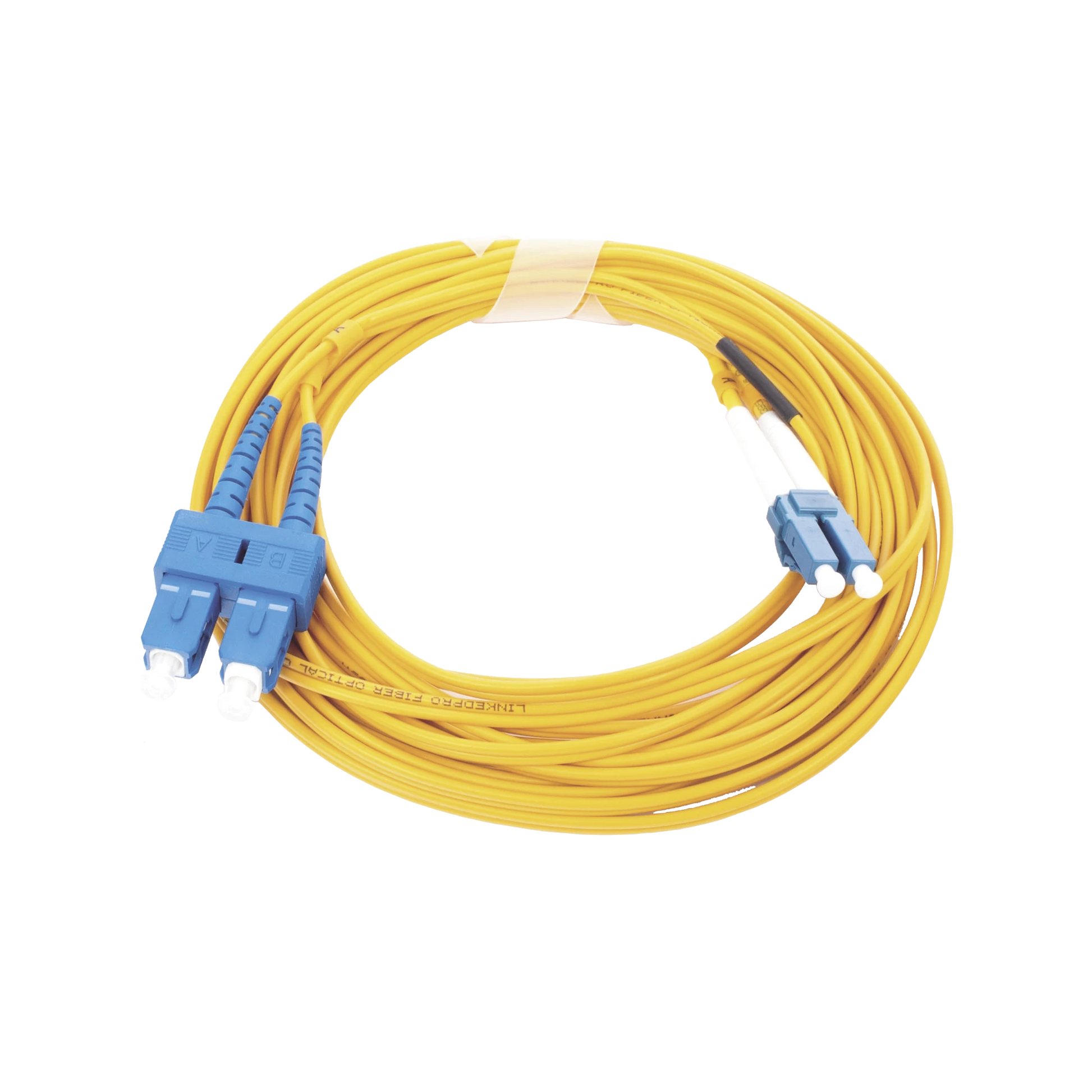 JUMPER DE FIBRA ÓPTICA MONOMODO 9/125 LC/UPC-SC/UPC, PVC, 2.0 MM, DÚPLEX, AMARILLO, 5 METROS-Redes FTTH/PON-LINKEDPRO BY EPCOM-Bsai Seguridad & Controles
