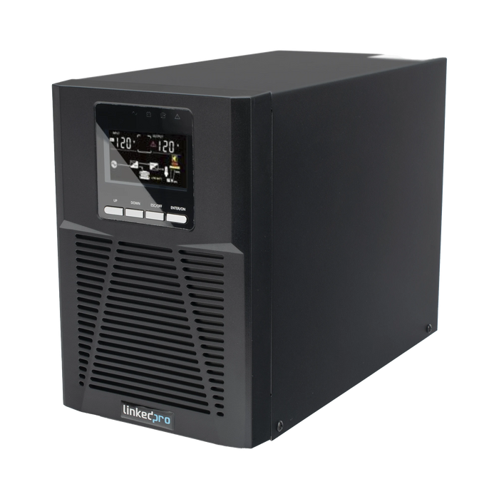 UPS 1000VA/900W ONLINE DOBLE CONVERSIÓN /PANTALLA LCD / 3 TOMAS 5-15R / REGULACIÓN DE VOLTAJE / PROTECCIÓN RJ45-Energía-LINKEDPRO BY EPCOM-LP1KOLT-Bsai Seguridad & Controles