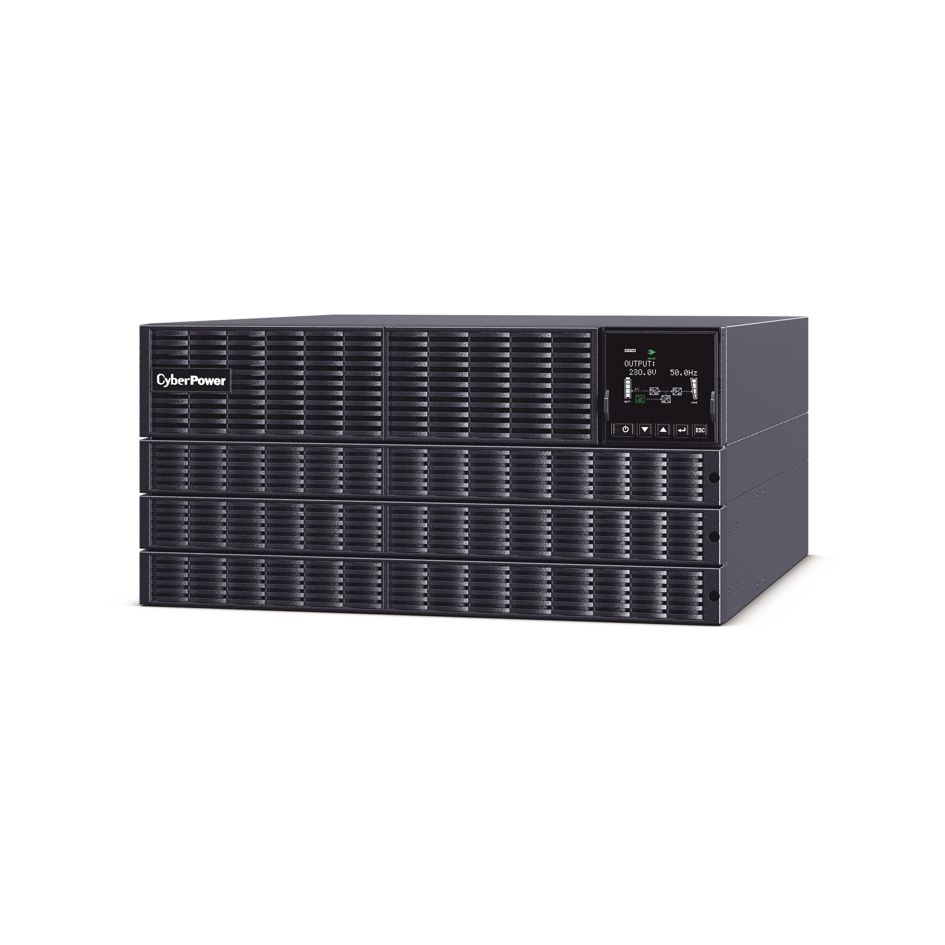 UPS DE 10000 VA/10000 W, ONLINE DOBLE CONVERSIÓN, 200 - 240 VAC DE ENTRADA, 200 - 240 VAC DE SALIDA, TERMINAL HARDWIRED, ONDA SENOIDAL PURA, TORRE O RACK DE 6 UR, CON 3 TOMAS NEMA L6-30R-Energía-CYBERPOWER-Bsai Seguridad & Controles