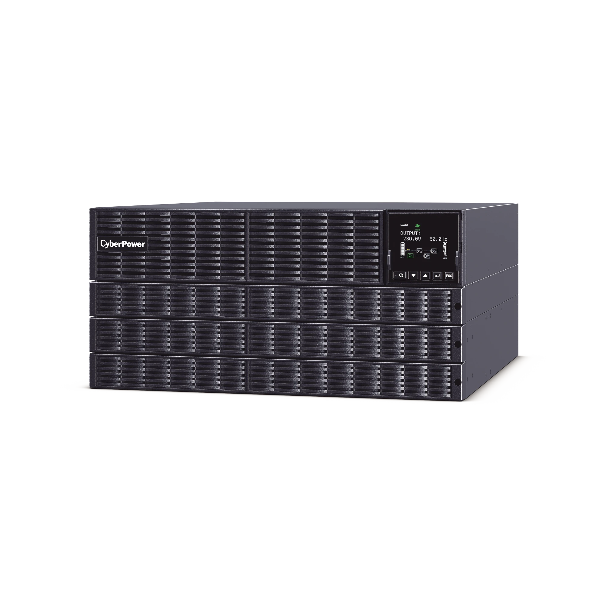 UPS DE 10000 VA/10000 W, ONLINE DOBLE CONVERSIÓN, 200 - 240 VAC DE ENTRADA, 200 - 240 VAC DE SALIDA, TERMINAL HARDWIRED, ONDA SENOIDAL PURA, TORRE O RACK DE 6 UR, CON 3 TOMAS NEMA L6-30R-Energía-CYBERPOWER-Bsai Seguridad & Controles