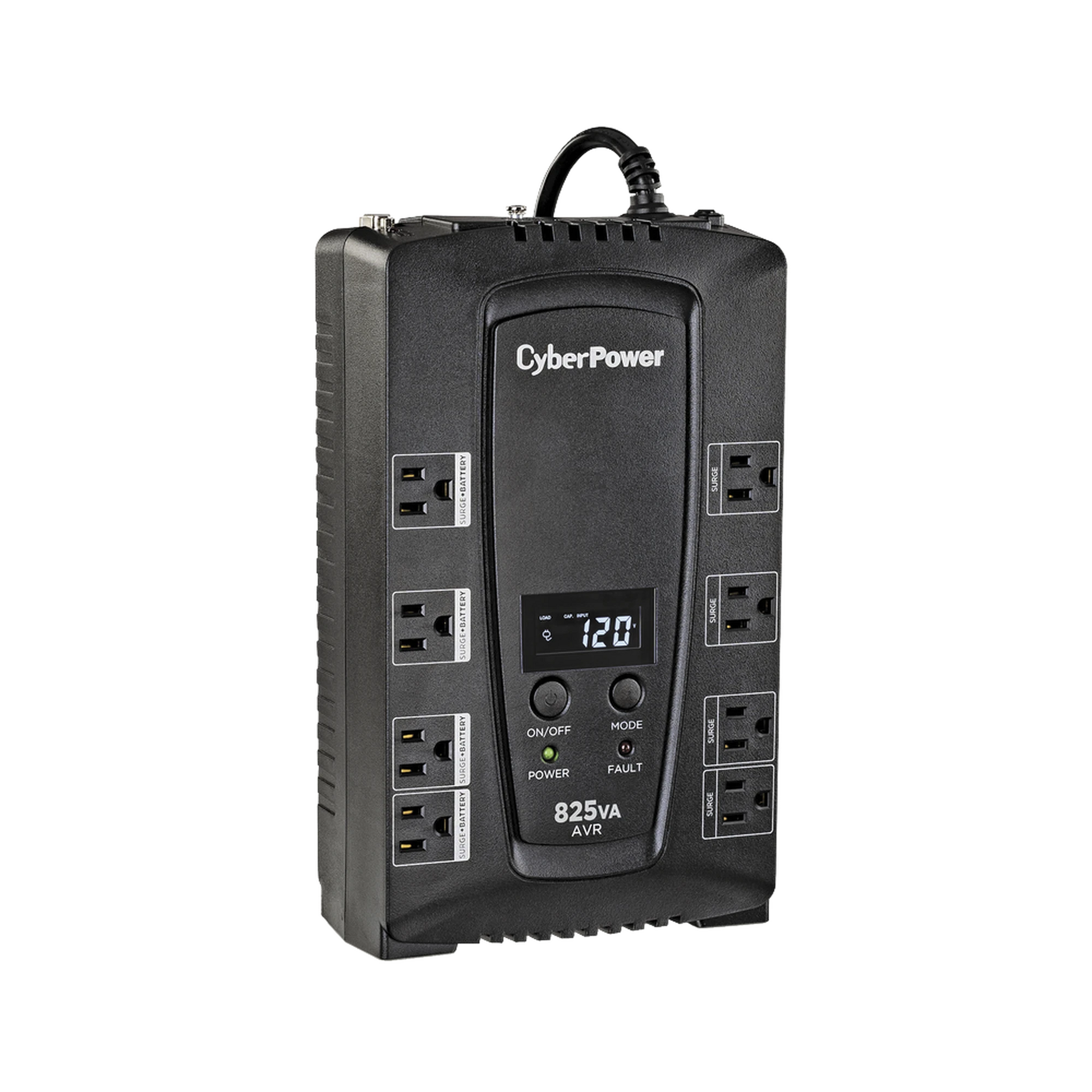 UPS DE 825 VA/450 W, TOPOLOGÍA LÍNEA INTERACTIVA, ENTRADA 120 VCA NEMA 5-15P, TIPO GABINETE COMPACTO, CON 8 TOMAS NEMA 5-15R-Energía-CYBERPOWER-CP825AVRLCDA-Bsai Seguridad & Controles