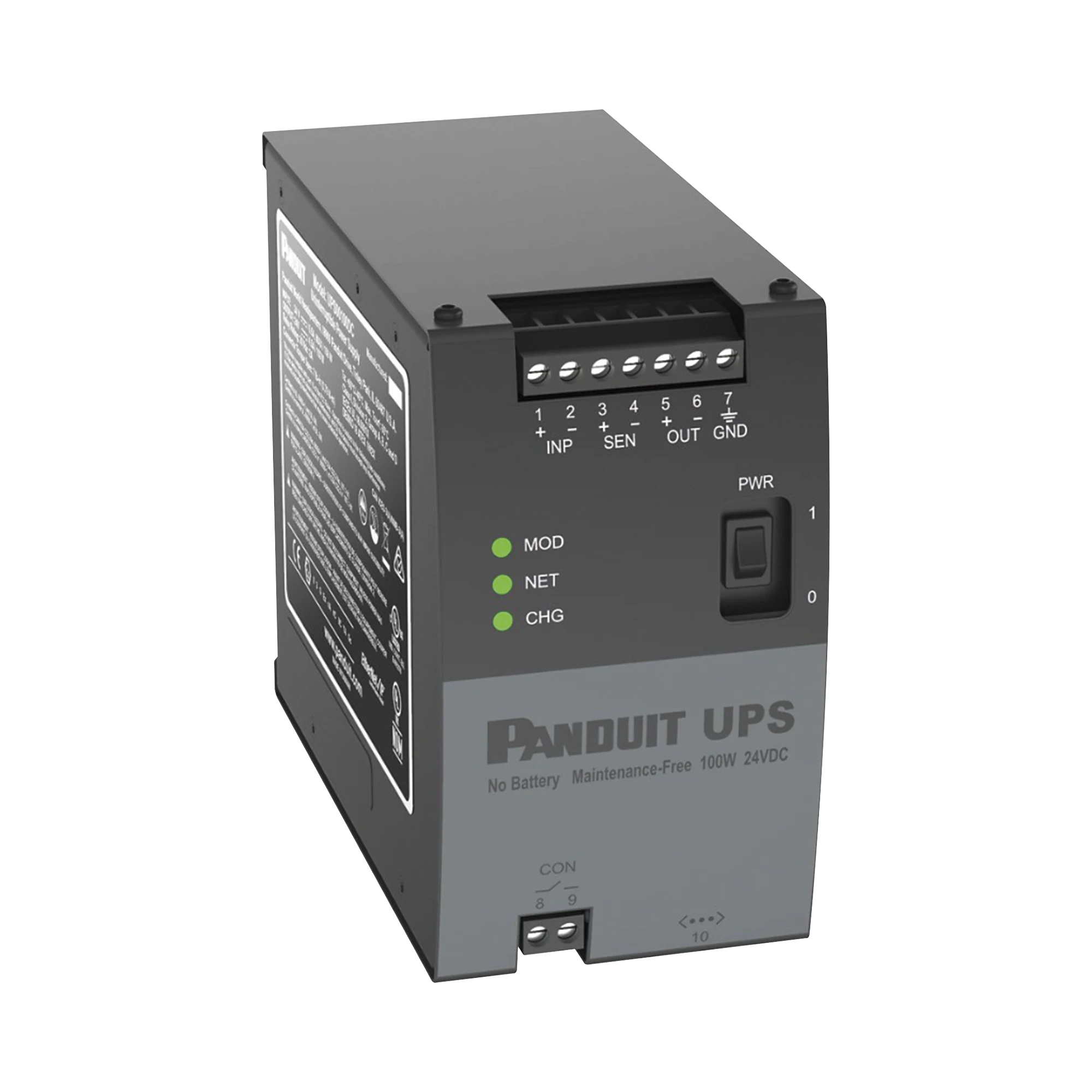 UPS INDUSTRIAL DE 100 WATTS, DE 24 VCD, INSTALACIÓN EN RIEL DIN ESTÁNDAR DE 35MM, TEMPERATURA DE OPERACIÓN DE -40 A 60 ºC-Ups/No Break-PANDUIT-Bsai Seguridad & Controles