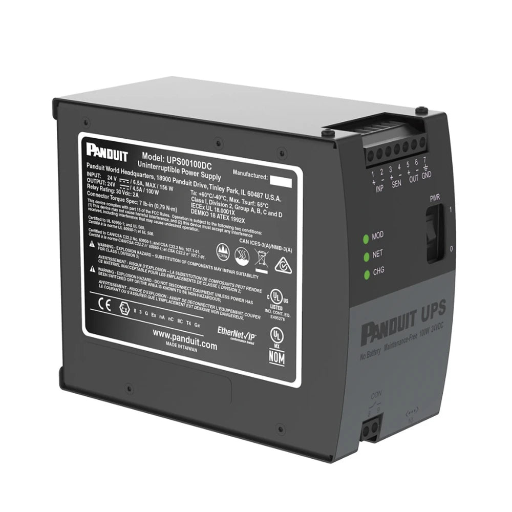 UPS INDUSTRIAL DE 100 WATTS, DE 24 VCD, INSTALACIÓN EN RIEL DIN ESTÁNDAR DE 35MM, TEMPERATURA DE OPERACIÓN DE -40 A 60 ºC-Ups/No Break-PANDUIT-Bsai Seguridad & Controles