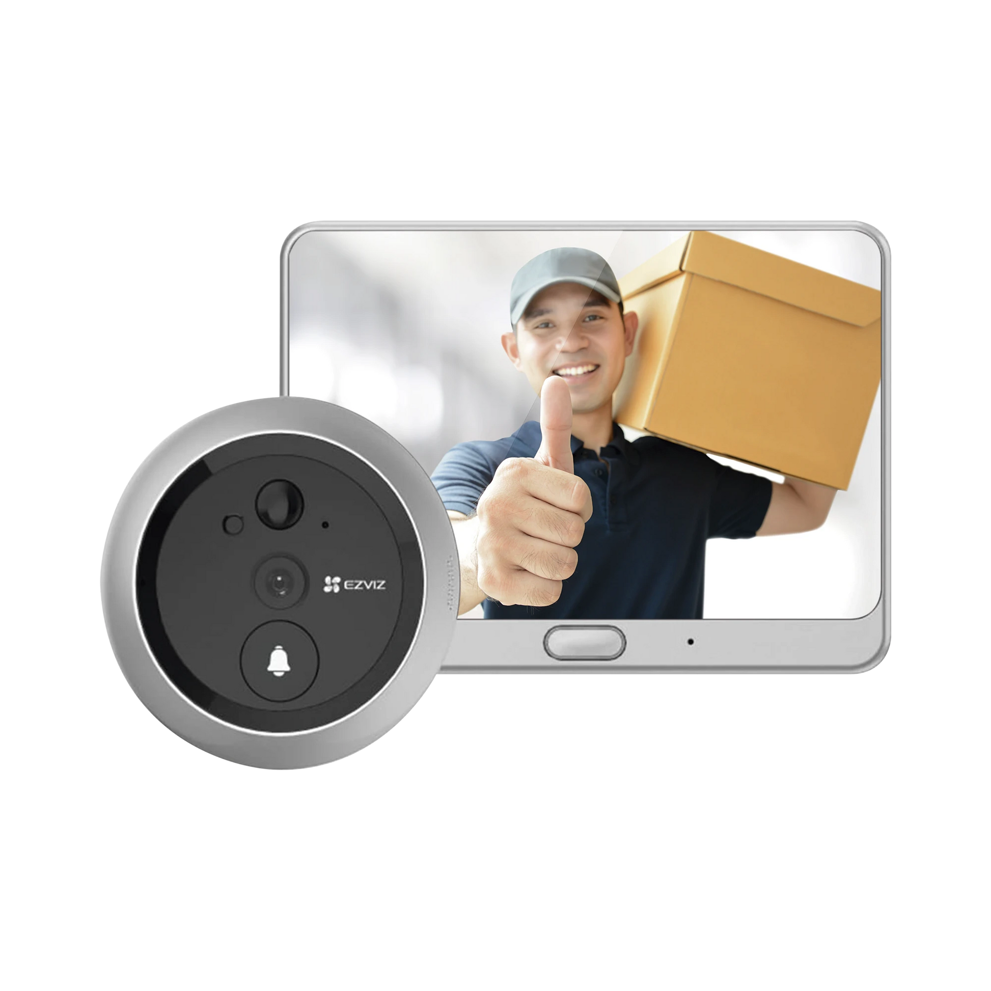 TIMBRE CON MIRILLA Y PANTALLA WI-FI DE BATERÍA RECARGABLE / PARA INSTALARSE EN PUERTA / CÁMARA 720P / SENSOR PIR / DETECCIÓN DE MOVIMIENTO / AUDIO DE DOS VÍAS / USO EN INTERIOR-Videoporteros e Interfonos-EZVIZ-Bsai Seguridad & Controles