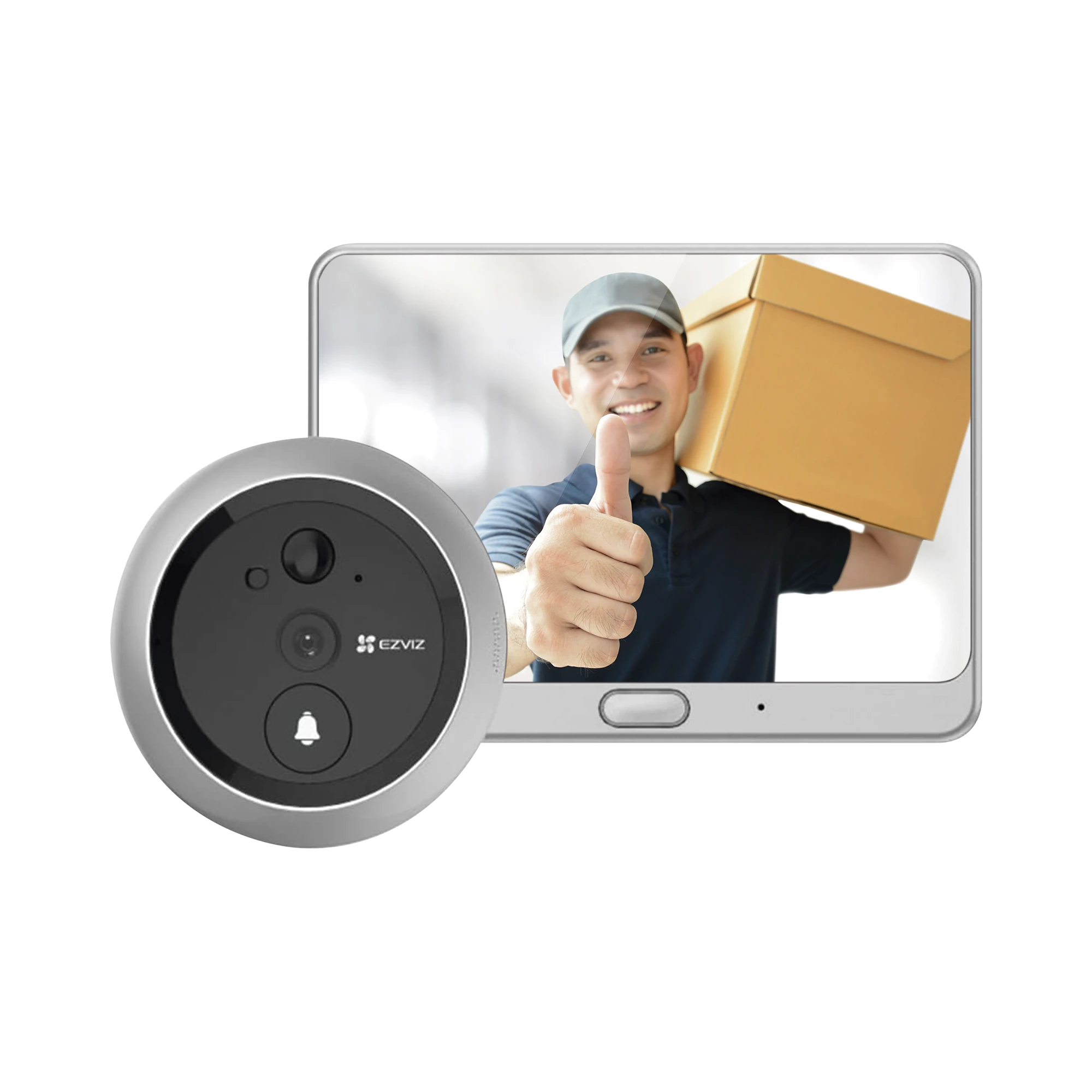 TIMBRE CON MIRILLA Y PANTALLA WI-FI DE BATERÍA RECARGABLE / PARA INSTALARSE EN PUERTA / CÁMARA 720P / SENSOR PIR / DETECCIÓN DE MOVIMIENTO / AUDIO DE DOS VÍAS / USO EN INTERIOR-Videoporteros e Interfonos-EZVIZ-Bsai Seguridad & Controles