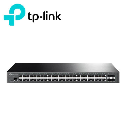SWITCH ADMINISTRABLE TP-LINK TL-SG3452X / CUENTA CON 48 PUERTOS RJ45 10/100/1000 MBPS + 4 PUERTOS 10 GIGA SFP+ / ADMINISTRACION CENTRALIZADA CON OMADA / CARCASA METALICA IDEAL PARA RACK / USO INTERIOR-Switches-TP-LINK-Bsai Seguridad & Controles