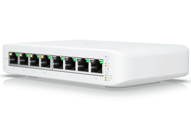 UBIQUITI USW-LITE-8-POE - SWITCH UNIFI LITE ADMINISTRABLE POE DE 8 PUERTOS 10/100/1000 MBPS (4 PUERTOS 802.3AF/AT) , 52 W , CAPA 2 , REFRIGERACIÓN SILENCIOSA SIN VENTILADOR.-Switches POE-UBIQUITI-Bsai Seguridad & Controles