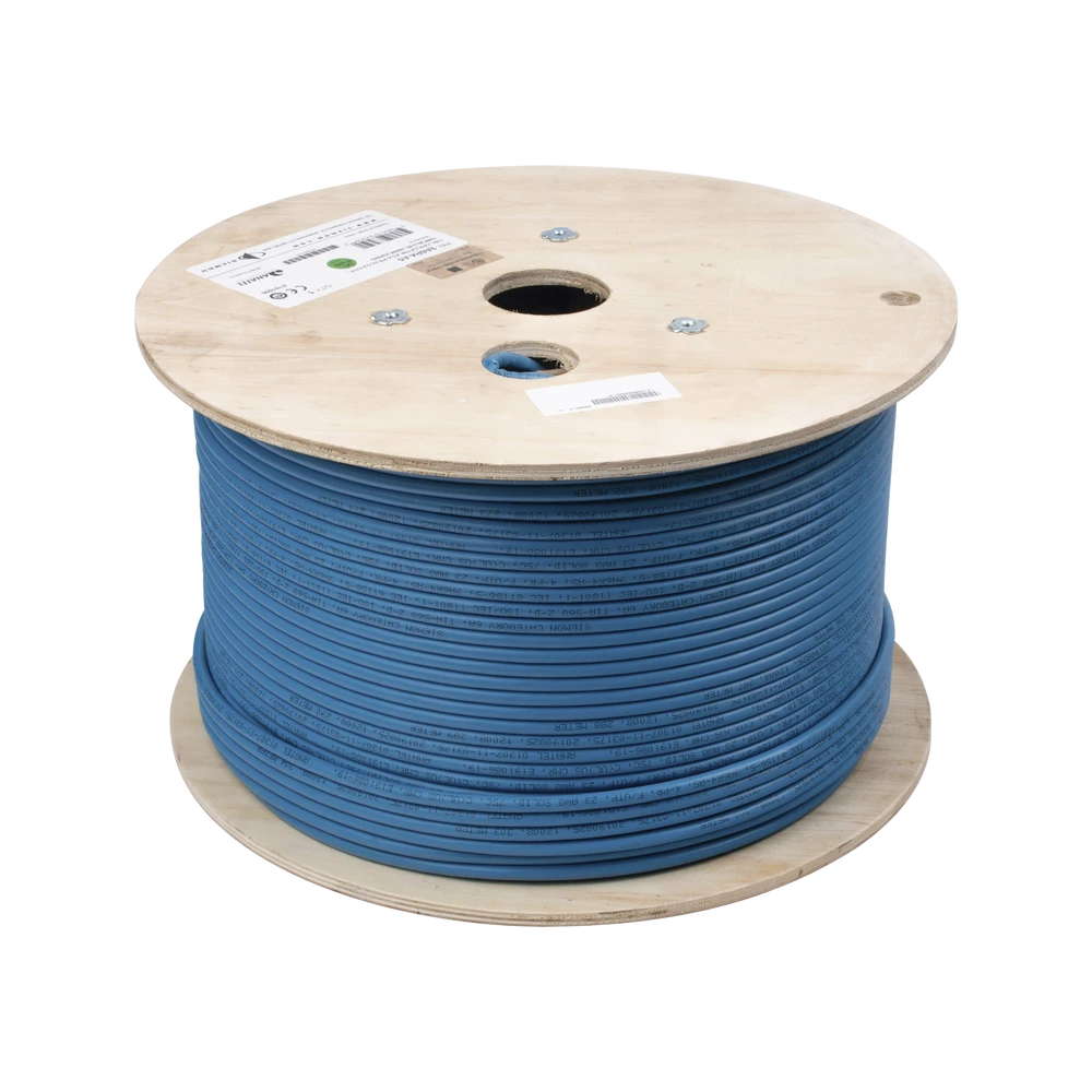 BOBINA DE CABLE BLINDADO F/UTP DE 4 PARES, Z-MAX, CAT6A, SOPORTE DE APLICACIONES 10GBASE-T, CMR (RISER), COLOR AZUL, 305M-Cableado-SIEMON-Bsai Seguridad & Controles