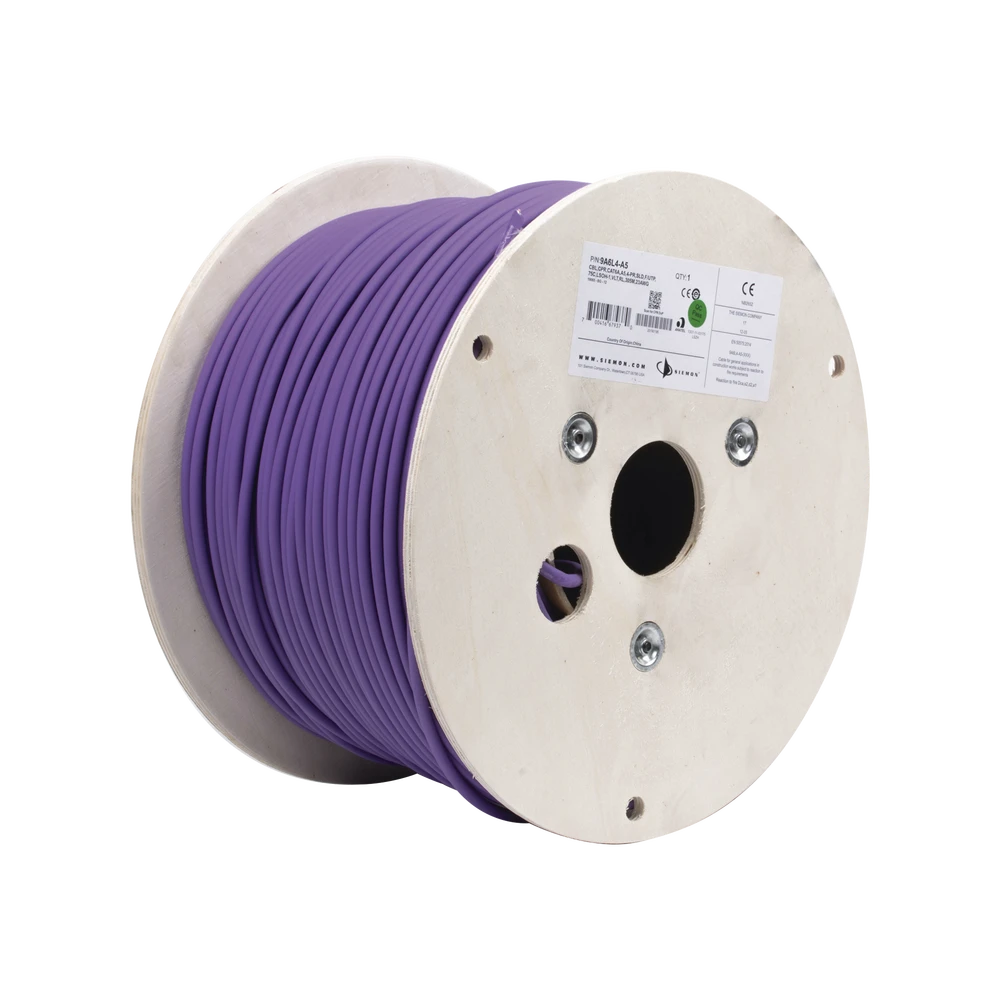 BOBINA DE CABLE BLINDADO F/UTP DE 4 PARES, Z-MAX, CAT6A, SOPORTE DE APLICACIONES 10GBASE-T, LS0H (LIBRE DE GASES TOXICOS), COLOR VIOLETA, 305M-Cableado-SIEMON-Bsai Seguridad & Controles