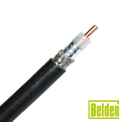 CABLE COAXIAL TIPO RG-8/U, CONDUCTOR CENTRAL DE 2.74 MM EN COBRE SÓLIDO CAL. 10, CON 90% DE BLINDAJE DE MALLA TRENZADA DE COBRE ESTAÑADA + CINTA DUOBOND, AISLAMIENTO DE POLIETILENO SEMI-SÓLIDO, FORRO DE PVC. PRECIO POR METRO-Cableado-BELDEN-9913-Bsai Seguridad & Controles