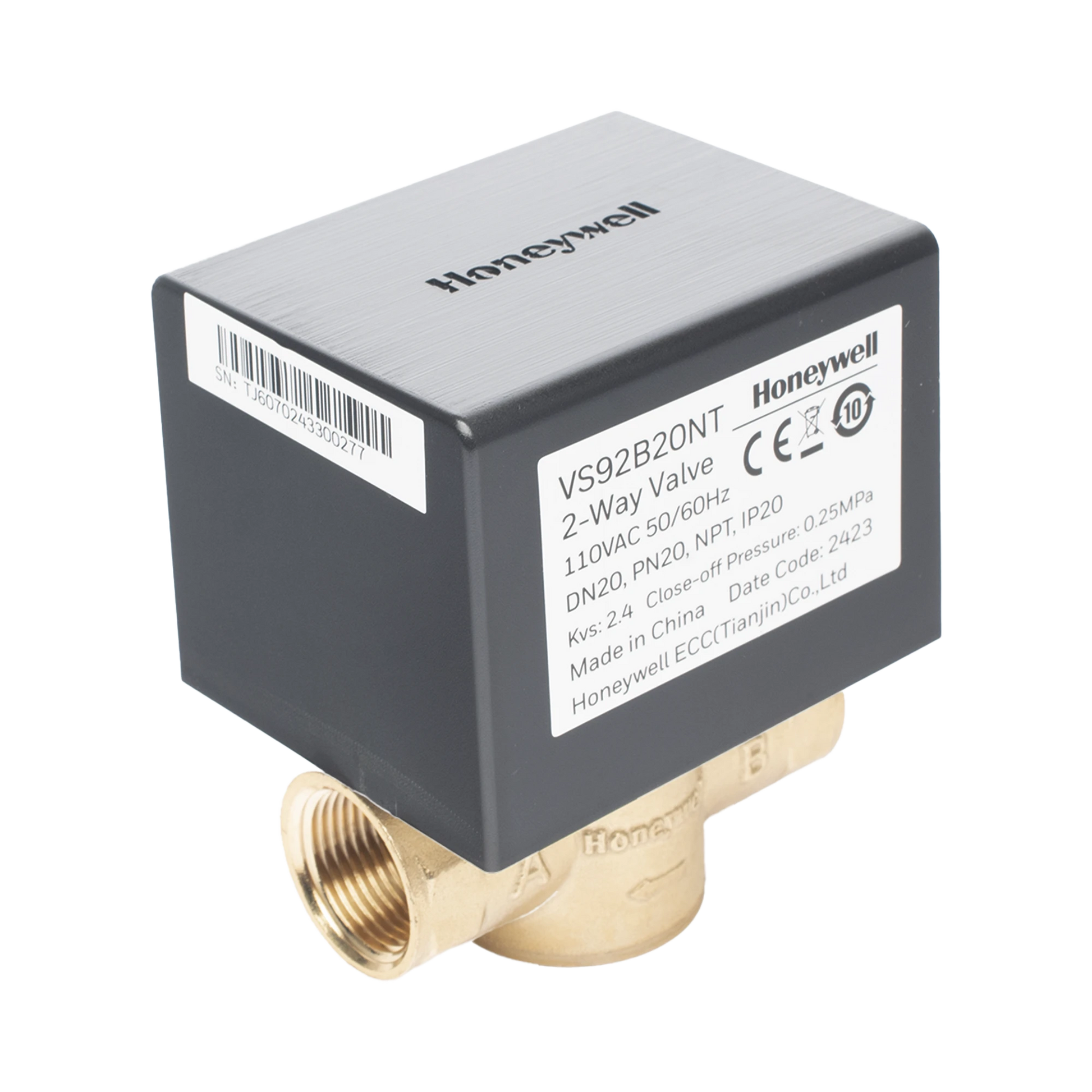 VÁLVULA DE CONTROL ELÉCTRICA VS9 PARA FAN COIL: DN20: PN20: 2 VÍAS: 110 V CA: CONEXIÓN NPT-BMS-HONEYWELL BMS-VS92B20NT-Bsai Seguridad & Controles