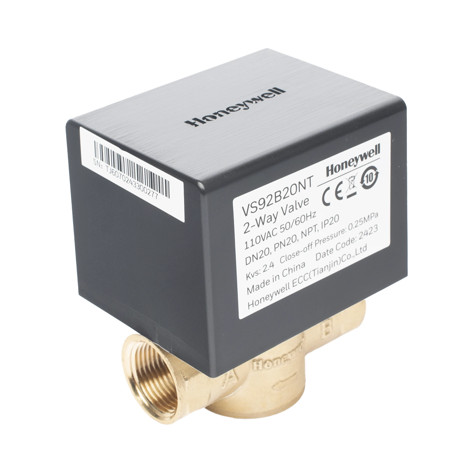 VÁLVULA DE CONTROL ELÉCTRICA VS9 PARA FAN COIL: DN20: PN20: 2 VÍAS: 110 V CA: CONEXIÓN NPT-BMS-HONEYWELL BMS-VS92B20NT-Bsai Seguridad & Controles
