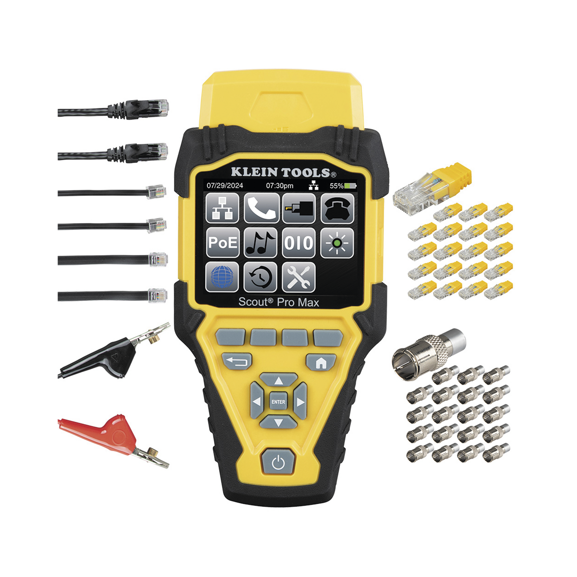 JUEGO DE PROBADOR DE CABLES DE RED CON TRANSMISORES REMOTOS SCOUT™ PRO MAX. DETECTA LA CAPACIDAD DE LA RED Y LAS VELOCIDADES DE CONEXIÓN HASTA 10 GBPS-Ferreteria-KLEIN TOOLS-Bsai Seguridad & Controles