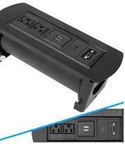 MANHATTAN 164832 - CAJA DE CONEXIONES PARA ESCRITORIO DE APERTURA GIRATORIA/ 1 PUERTO HDMI CON CONEXIÓN DE PASO/ 2 CONTACTOS ELECTRICOS/ 2 PUERTOS USB-A CON LED Y 1 SALIDA DE HASTA 2.1A / 5 VDC/ 1 PUERTO VGA/-VENDOR-Bsai Seguridad & Controles