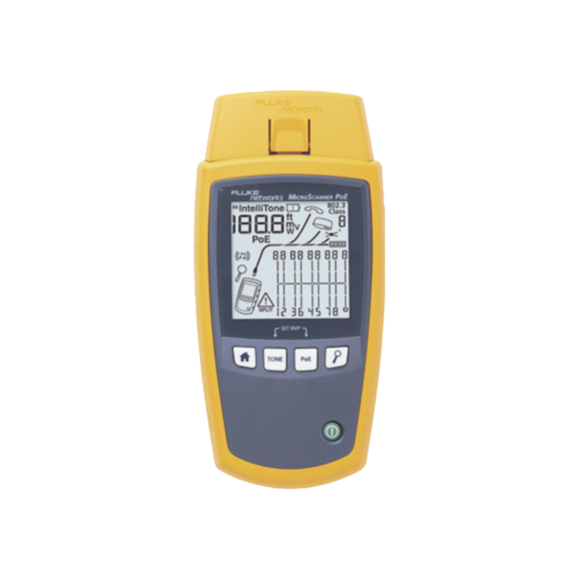 VERIFICADOR DE RED MICROSCANNER POE, PARA COMPROBACIÓN DE REDES DE VOZ, DATOS, VIDEO Y POE 802.3AF, AT, BT Y UPOE, CON PANTALLA LCD RETROILUMINADA-Herramientas-FLUKE NETWORKS-Bsai Seguridad & Controles