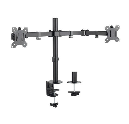 MANHATTAN 461528 - SOPORTE UNIVERSAL PARA 2 MONITORES CON BRAZOS DE DOBLE ARTICULACIÓN / COLOR NEGRO / 13" A 32" / HASTA 8KG / INCLINACIÓN DE ±45° / ROTACIÓN DE ±180° / CONSTRUÍDO EN ACERO / VESA-Soportes y Bases-MANHATTAN-MAN0530031-Bsai Seguridad & Controles