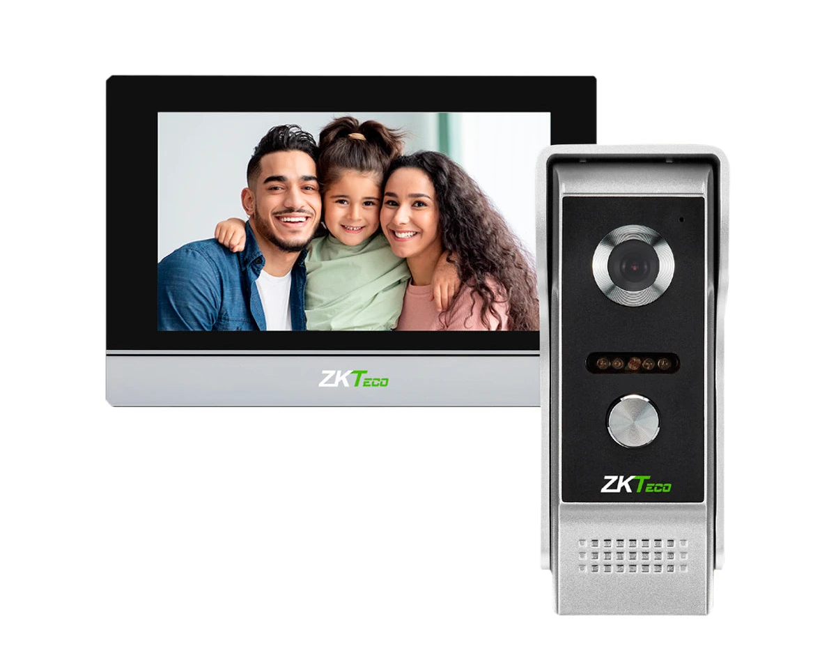 VIDEOPORTERO ANALOGO ZKTECO MODELO VK07-C51 CONFORMADO POR UNA PANTALLA PARA INTERIOR DE 7 PULGADAS PERMITE CONTESTAR O ABRIR UNA CHAPA, INCLUYE UN FRENTE DE CALLE PARA EXTERIOR GRADO DE PROTECCION IP65 CON CAMARA DE 2MP COMUNICACION CABLEADA A 4 HILOS...-Videoportero-ZKTECO-KIT VK07-C51L-Bsai Seguridad & Controles