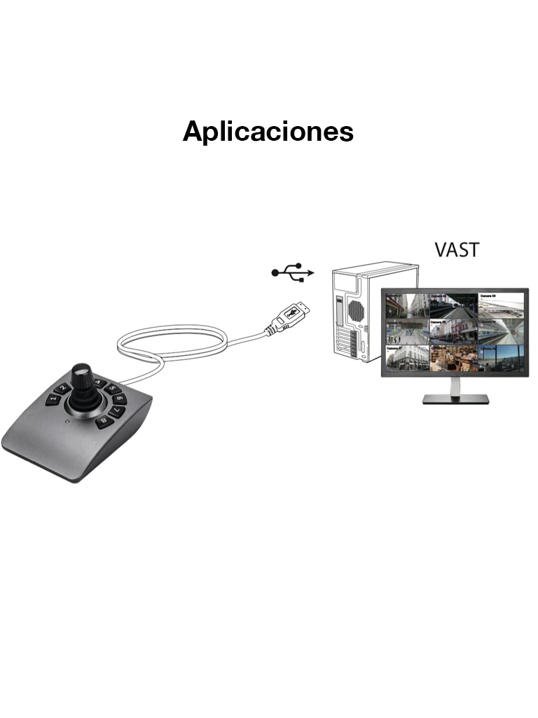 VIVOTEK AJ-001 - CONTROL DE PALANCA JOYSTICK PARA NVR, PTZ Y SOFTWARE VAST 2, VSS VIVOTEK, 8 TECLAS, CONECTOR USB-Teclados y Joystick-VIVOTEK-Bsai Seguridad & Controles