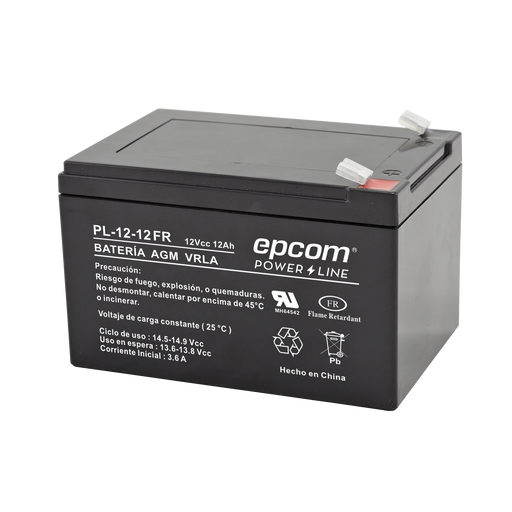 BATERÍA CON TECNOLOGÍA AGM/VRLA, 12 VCD, 12AH. (RETARDANTE A LA FLAMA)-Baterías-EPCOM POWERLINE-PL-12-12-FR-Bsai Seguridad & Controles