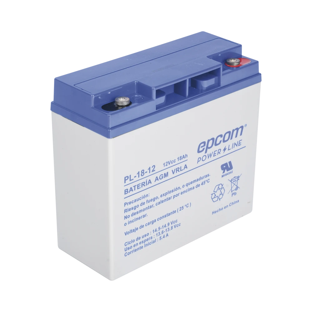 BATERÍA CON TECNOLOGÍA AGM / VRLA, 12 VCD, 18 AH. TERMINAL DE TORNILLO HEX-Baterías-EPCOM POWERLINE-Bsai Seguridad & Controles