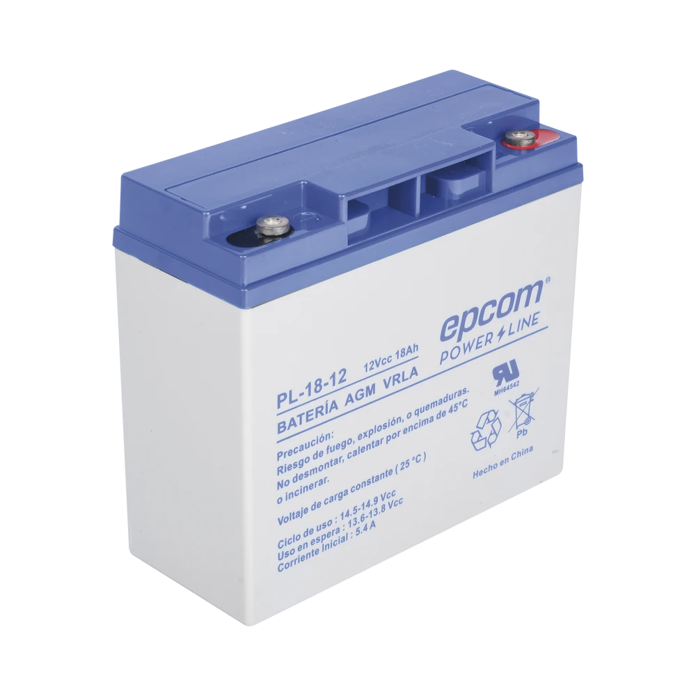BATERÍA CON TECNOLOGÍA AGM / VRLA, 12 VCD, 18 AH. TERMINAL DE TORNILLO HEX-Baterías-EPCOM POWERLINE-Bsai Seguridad & Controles
