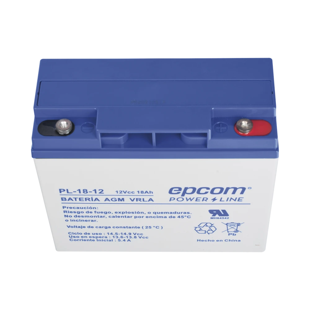 BATERÍA CON TECNOLOGÍA AGM / VRLA, 12 VCD, 18 AH. TERMINAL DE TORNILLO HEX-Baterías-EPCOM POWERLINE-Bsai Seguridad & Controles