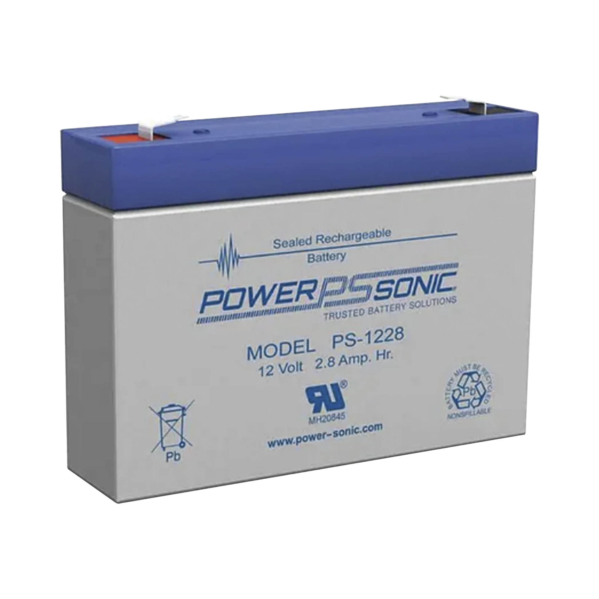 BATERÍA 12V, 2.8AH, PARA RESPALDO, TECNOLOGÍAS AGM/VRLA, 5 AÑOS VIDA ÚTIL, TERMINALES F1, RECONOCIDA UL-Fuentes de Alimentación-POWER SONIC-Bsai Seguridad & Controles