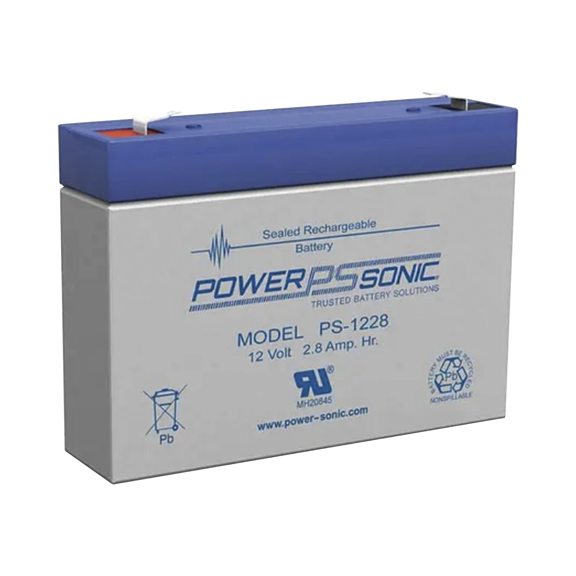 BATERÍA 12V, 2.8AH, PARA RESPALDO, TECNOLOGÍAS AGM/VRLA, 5 AÑOS VIDA ÚTIL, TERMINALES F1, RECONOCIDA UL-Fuentes de Alimentación-POWER SONIC-Bsai Seguridad & Controles