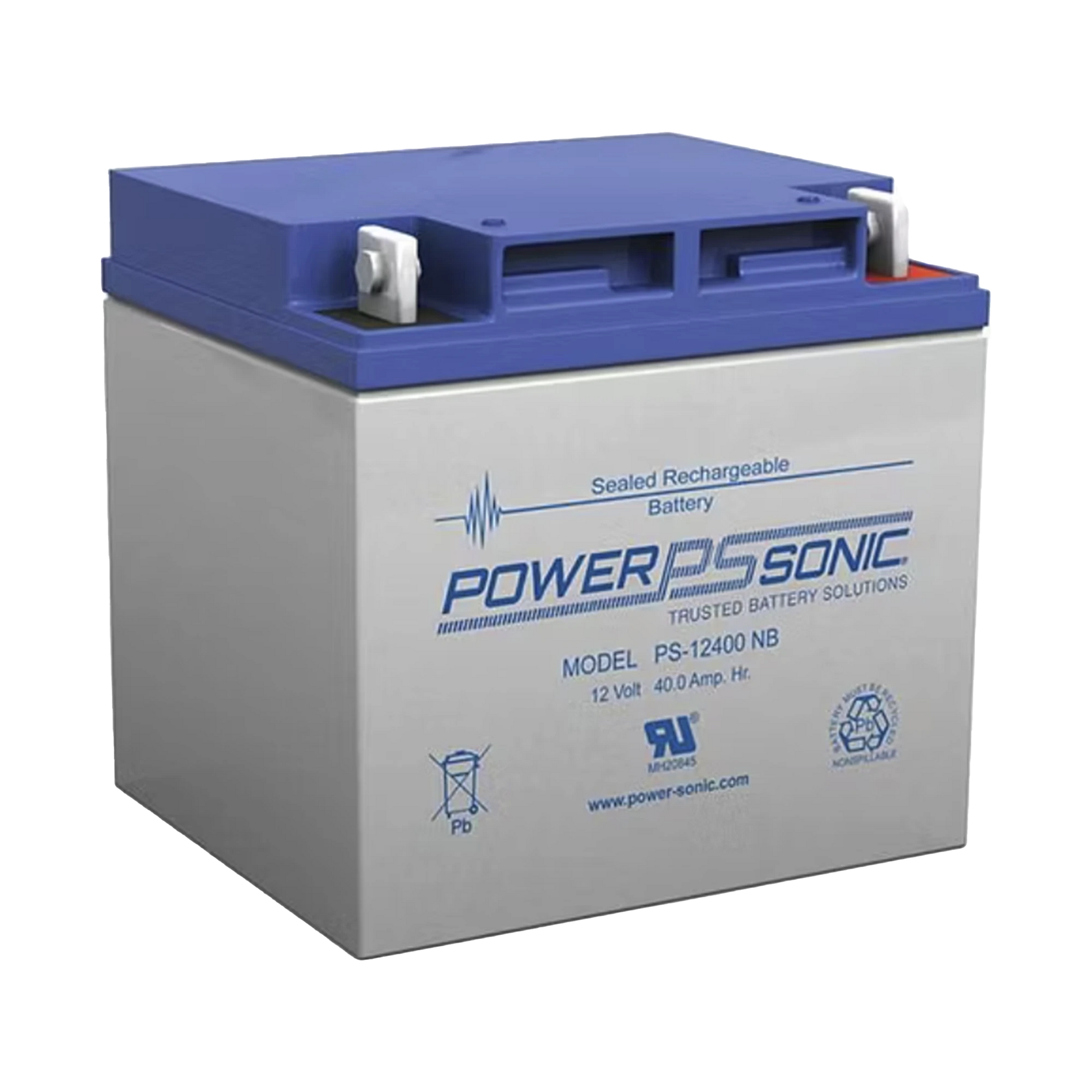 BATERÍA 12V, 40AH, PARA RESPALDO, TECNOLOGÍAS AGM/VRLA, 5 AÑOS VIDA ÚTIL, TERMINALES NB4, RECONOCIDA UL-Baterías y Cargadores-POWER SONIC-Bsai Seguridad & Controles