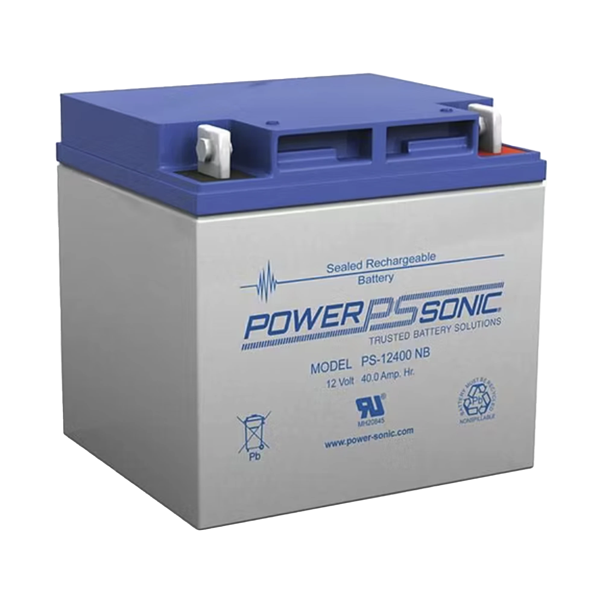 BATERÍA 12V, 40AH, PARA RESPALDO, TECNOLOGÍAS AGM/VRLA, 5 AÑOS VIDA ÚTIL, TERMINALES NB4, RECONOCIDA UL-Baterías y Cargadores-POWER SONIC-Bsai Seguridad & Controles