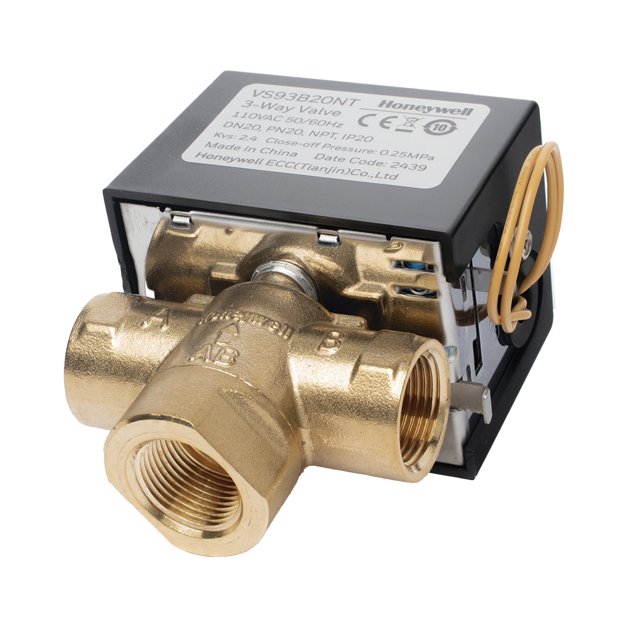 VÁLVULA 1/2" DE CONTROL ELÉCTRICA VS9 PARA FAN COIL: DN20: PN20: 3 VÍAS: 110 V CA: CONEXIÓN NPT