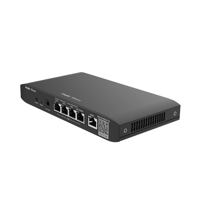 ROUTER ADMINISTRABLE CLOUD CON POE+ 54W, 3 PUERTOS LAN GIGABIT, 1 PUERTO WAN GIGABIT Y 1 PUERTO LAN/WAN GIGABIT CONFIGURABLE, HASTA 100 CLIENTES CON DESEMPEÑO DE 600 MBPS ASIMÉTRICOS-Networking-RUIJIE-RG-EG105G-PV2-Bsai Seguridad & Controles