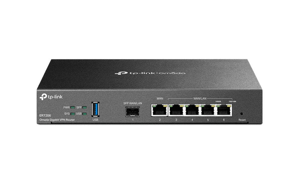 TP-LINK ER7206- ROUTER OMADA VPN , SDN MULTI-WAN GIGABIT , 1 PUERTO WAN SFP GIGABIT , 1 PUERTO WAN RJ45 GIGABIT , 2 PUERTOS LAN RJ45 GIGABIT , 2 PUERTOS CONFIGURABLES LAN/WAN , 150,000 SESIONES CONCURRENTES , ADMINISTRACIÓN CENTRALIZADA OMADA-Ruteadores / Firewalls / Balanceadores de carga-TP-LINK-Bsai Seguridad & Controles