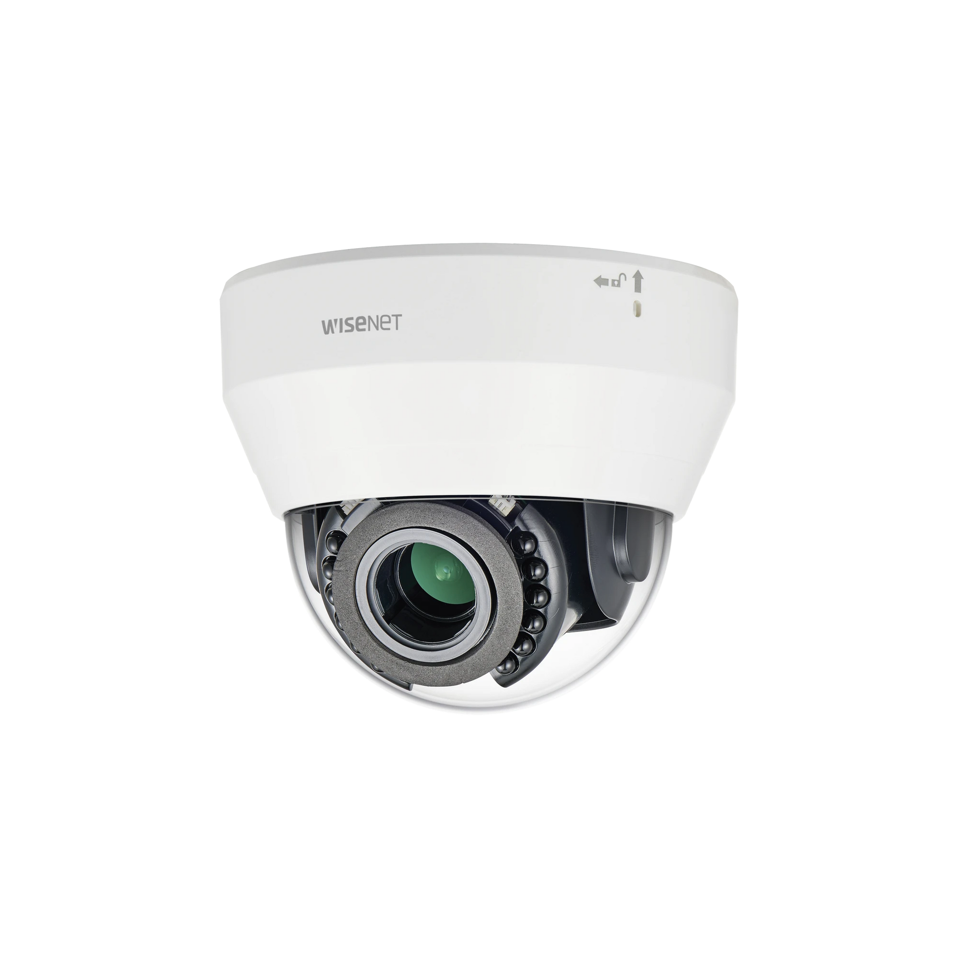 CÁMARA IP TIPO DOMO INTERIOR 2 MEGAPÍXEL / LENTE VARIFOCAL 3.2 -10MM / IR 20M / WDR 120DB-Cámaras IP-HANWHA TECHWIN WISENET-Bsai Seguridad & Controles