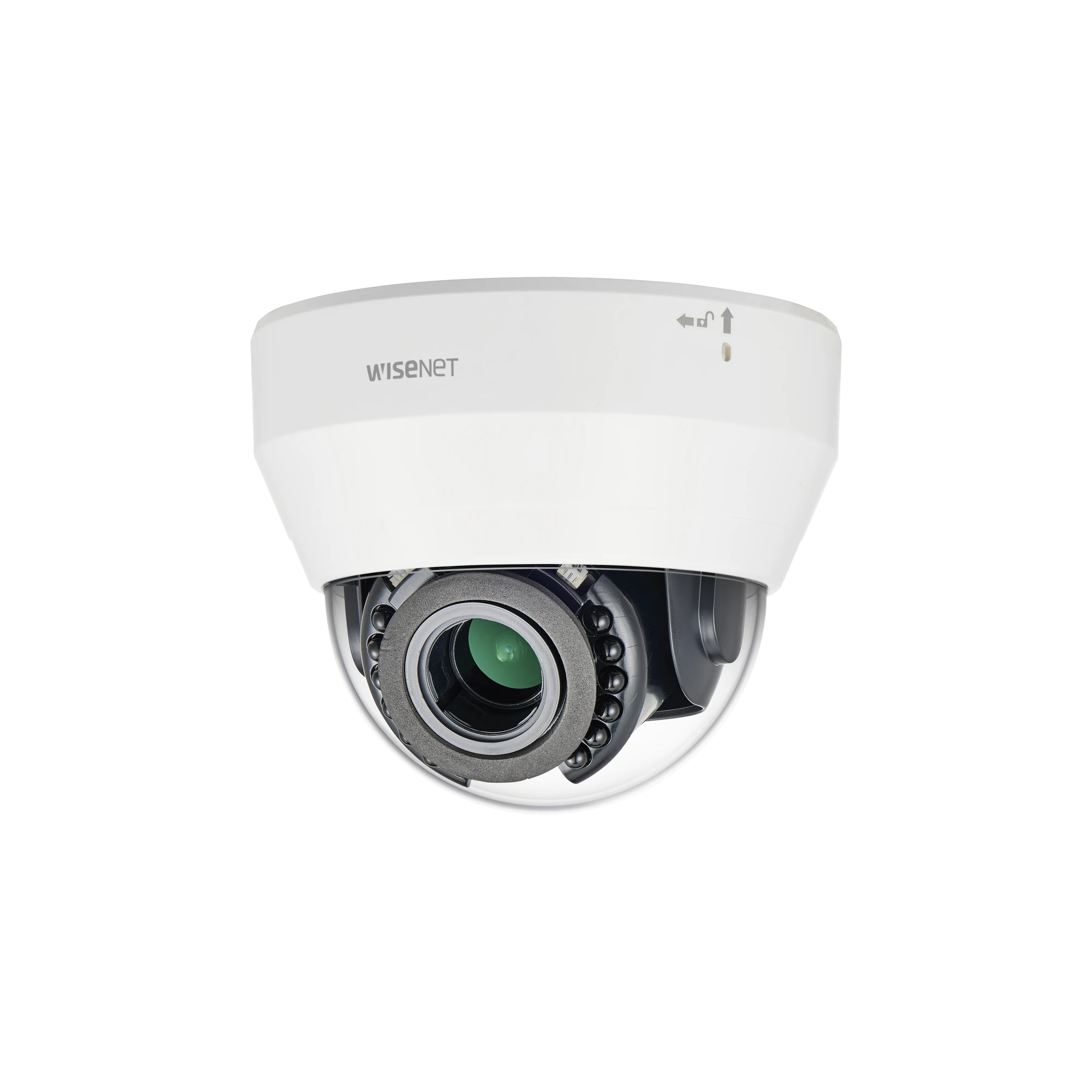 CÁMARA IP TIPO DOMO INTERIOR 2 MEGAPÍXEL / LENTE VARIFOCAL 3.2 -10MM / IR 20M / WDR 120DB-Cámaras IP-HANWHA TECHWIN WISENET-Bsai Seguridad & Controles