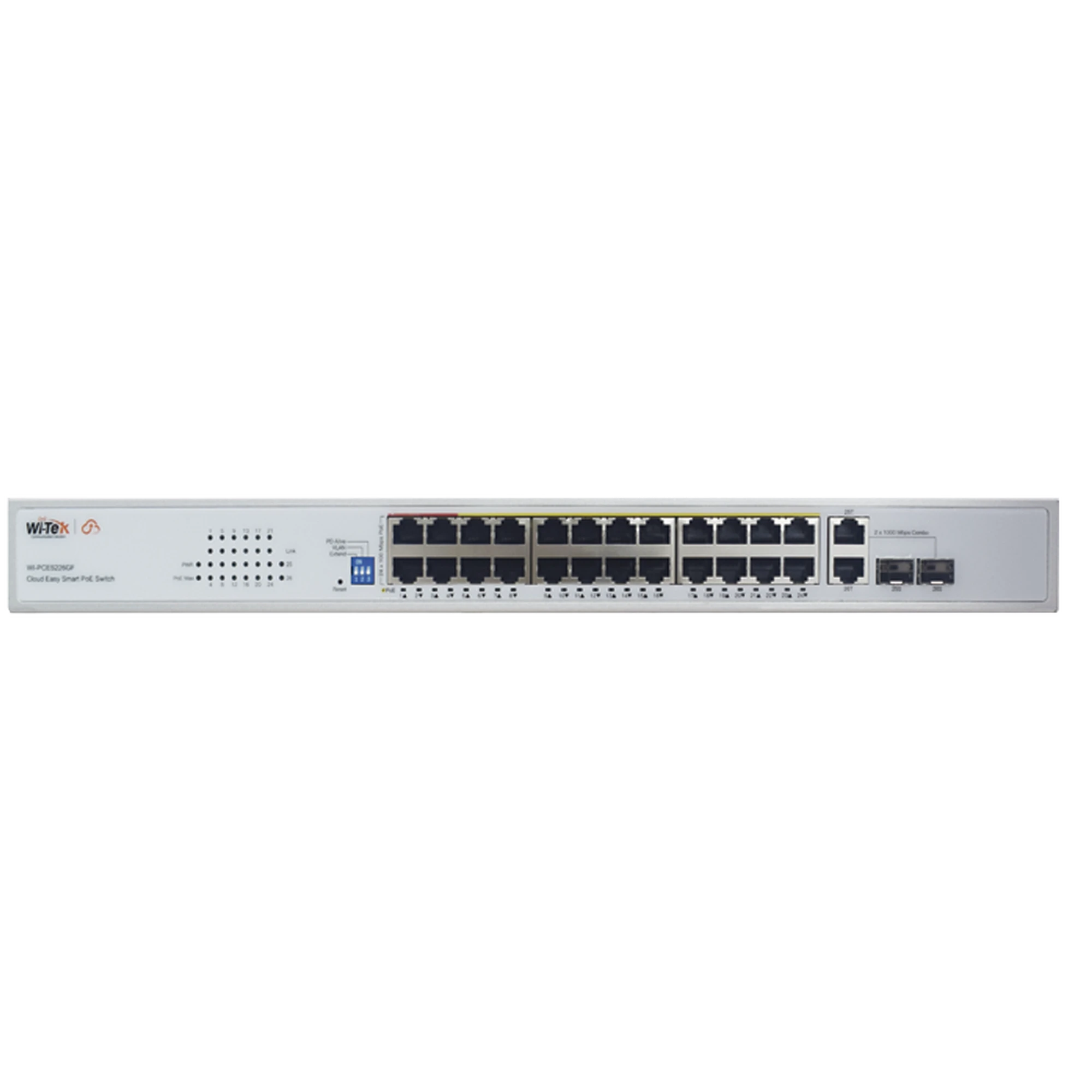 SWITCH POE (802.3AF/AT/BT) / NO ADMINISTRABLE DE LARGO ALCANCE / HASTA 250M / CON 24 X 10/100MBPS + 2 X SFP GIGABIT COMBO / 250 W
