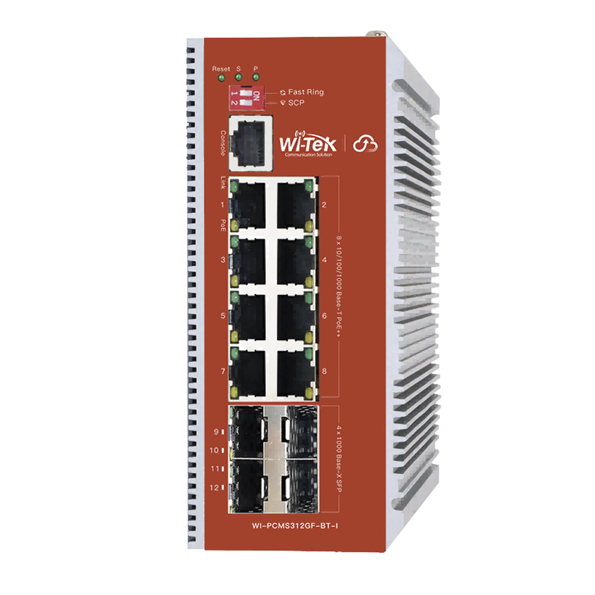 SWITCH L2+ POE INDUSTRIAL / ADMINISTRACIÓN CLOUD-WEB-CLI / 8 PUERTOS POE AF/AT/BT 100/1000 MBPS / 2 PUERTOS SFP GIGABIT / PRESUPUESTO POE 460 W / PROTOCOLO ERSP (REDUNDANCIA ENLACES)