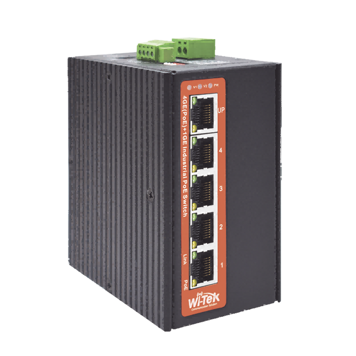 SWITCH INDUSTRIAL POE++ / NO ADMINISTRABLE / CON 4 PUERTOS GIGABIT POE / 1 PUERTO GIGABIT UPLINK / PRESUPUESTO 120W-Networking-WI-TEK-WI-PS305G-I-DC-Bsai Seguridad & Controles