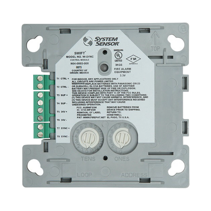 MÓDULO DE SINCRONIZACIÓN INALÁMBRICO / COMPATIBLE CON PANELES NOTIFIER, FIRE-LITE, SILENT KNIGHT Y FARENHYT / INCLUYE BATERÍAS-Accesorios y Dispositivos Direccionables-SYSTEM SENSOR-W-SYNC-Bsai Seguridad & Controles