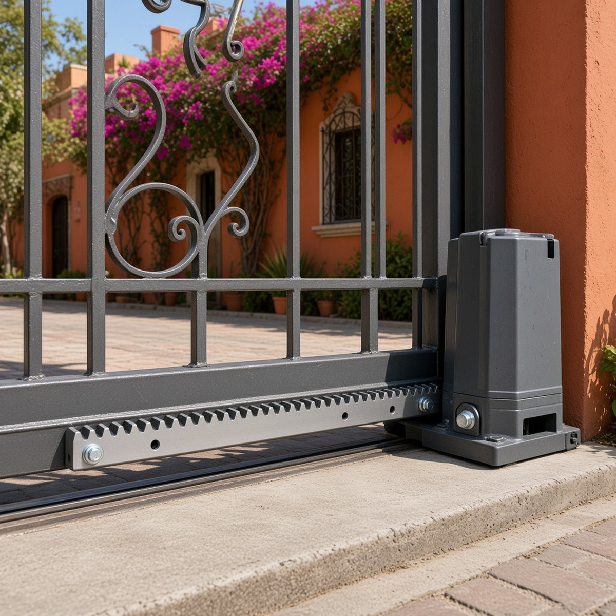 CREMALLERA DE ACERO PARA PUERTAS CORREDIZAS / MÓDULO 4 / 1000 X 30 X 10 MM / VENTA POR METRO [XBS-R01] instalado