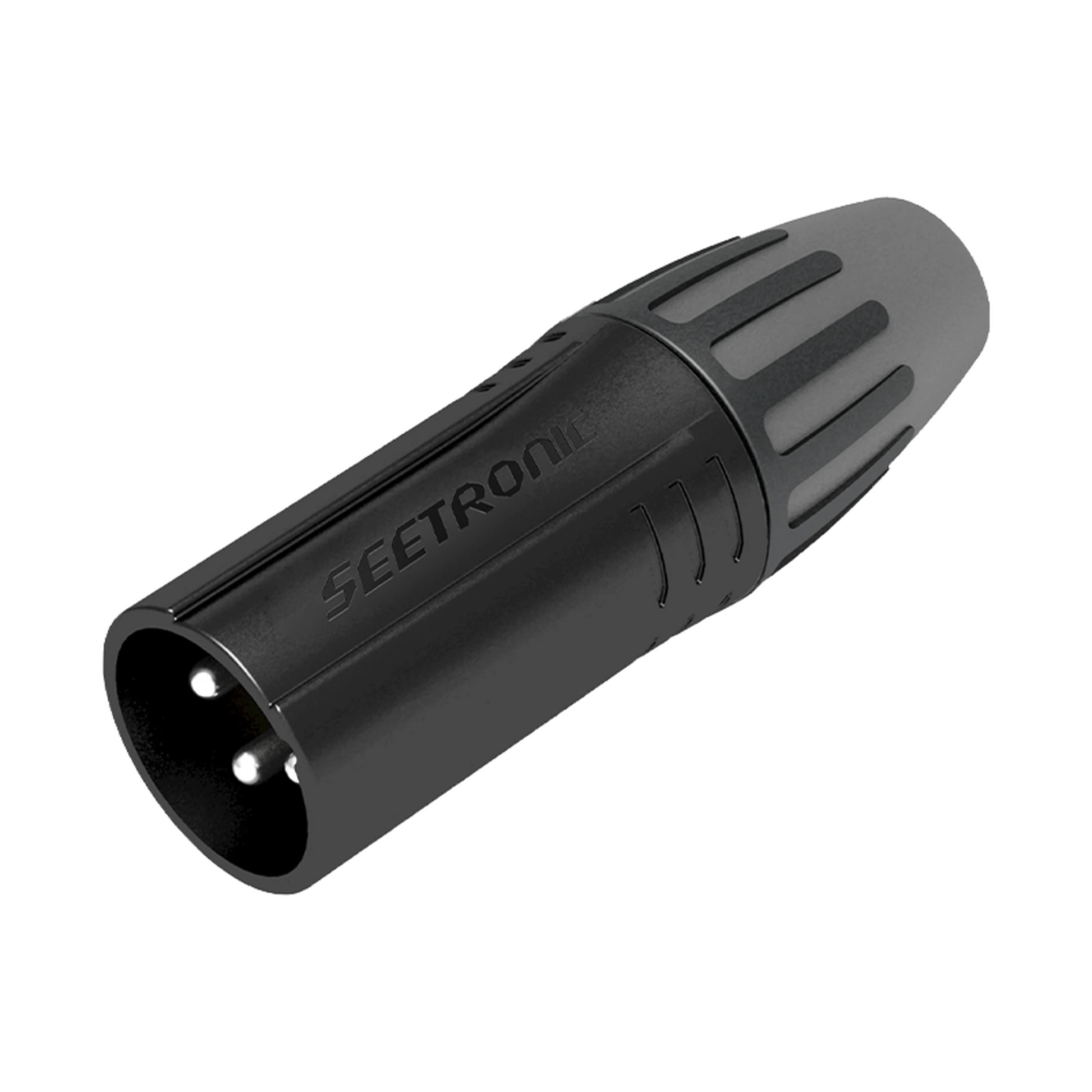 XLR CONECTOR DE CABLE MACHO, CARCASA ENCHAPADA EN NEGRO, CONTACTOS ENCHAPADOS EN PLATA-Audio, Video y Voceo-SEETRONIC-Bsai Seguridad & Controles