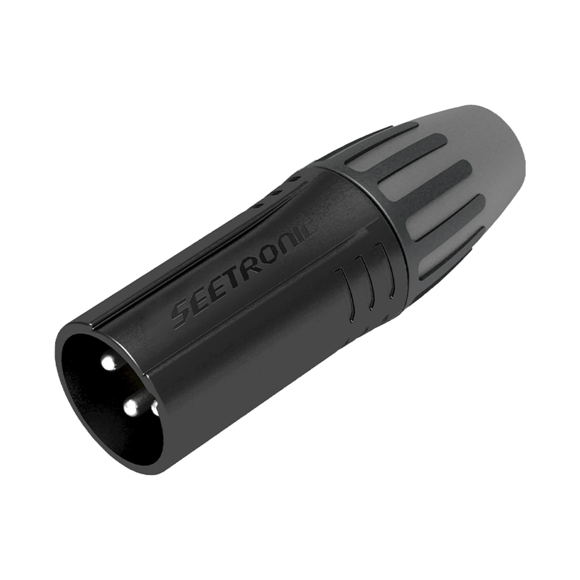 XLR CONECTOR DE CABLE MACHO, CARCASA ENCHAPADA EN NEGRO, CONTACTOS ENCHAPADOS EN PLATA-Audio, Video y Voceo-SEETRONIC-Bsai Seguridad & Controles