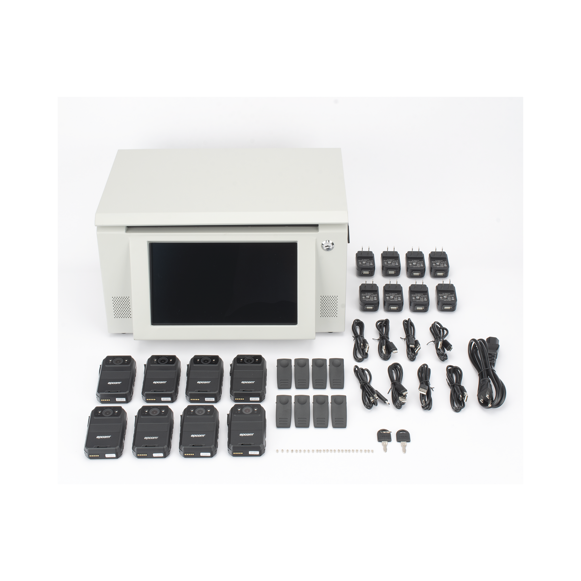 KIT DE DESCARGA SIMULTANEA PARA BODYCAM | ESTACIÓN DE DESCARGA XMRA8R3 | 8 X BODYCAM XMRR3-Videograbadoras Móviles, Dash Cams y Body Cams-EPCOM-Bsai Seguridad & Controles